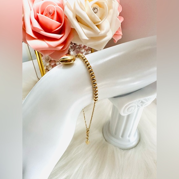 Heart and Bubble Bracelet. 💛 Real 18(18k) Karat Solid Gold Jewelry - Picture 4 of 11